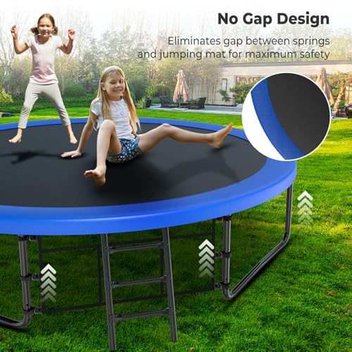 Lyromix 14FT Outdoor Trampolines for Kids and Adults, Pumpkin Trampolin with Curved Poles, Recreational Trampolin with Basketball Hoop and Safety Enclosure Net for Kids and Adults - Thumbnail 6