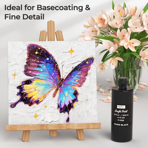Image of Nicpro Black Large Acrylic Paint (16.9oz, 500ml), Rich Pigments, Non Toxic | Craft Paint for Multi Surface, Canvas, Wood, Leather, Ceramic, Fabric, Stone - Art Painting Supplies for Kids & Adults