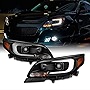 AKKON - For 2013-2015 Chevy Malibu C-Bar LED DRL Left and Right Projector Housing Headlights - Black