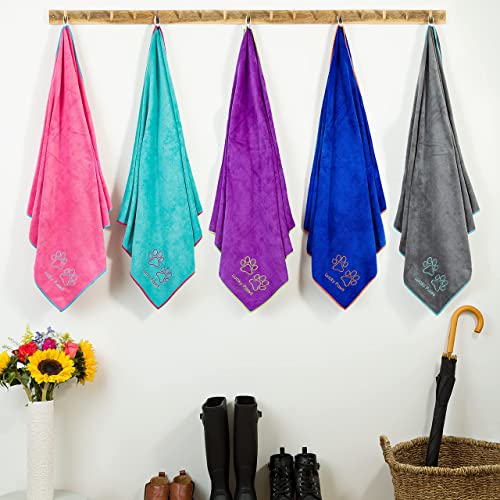 Lucky Paws® Extra Large 140x70cm Dog Towels - Super Absorbent, Luxuriously Soft, Fast Drying - Premium Microfibre (Pack of 2, Purple) - Image 3