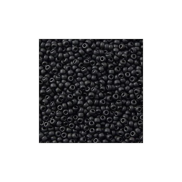 50 g TOHO Round Seed Beads Rocailles, Size 15/0, Opaque Frosted Jet (# 49F), Japan, Glass — image 1
