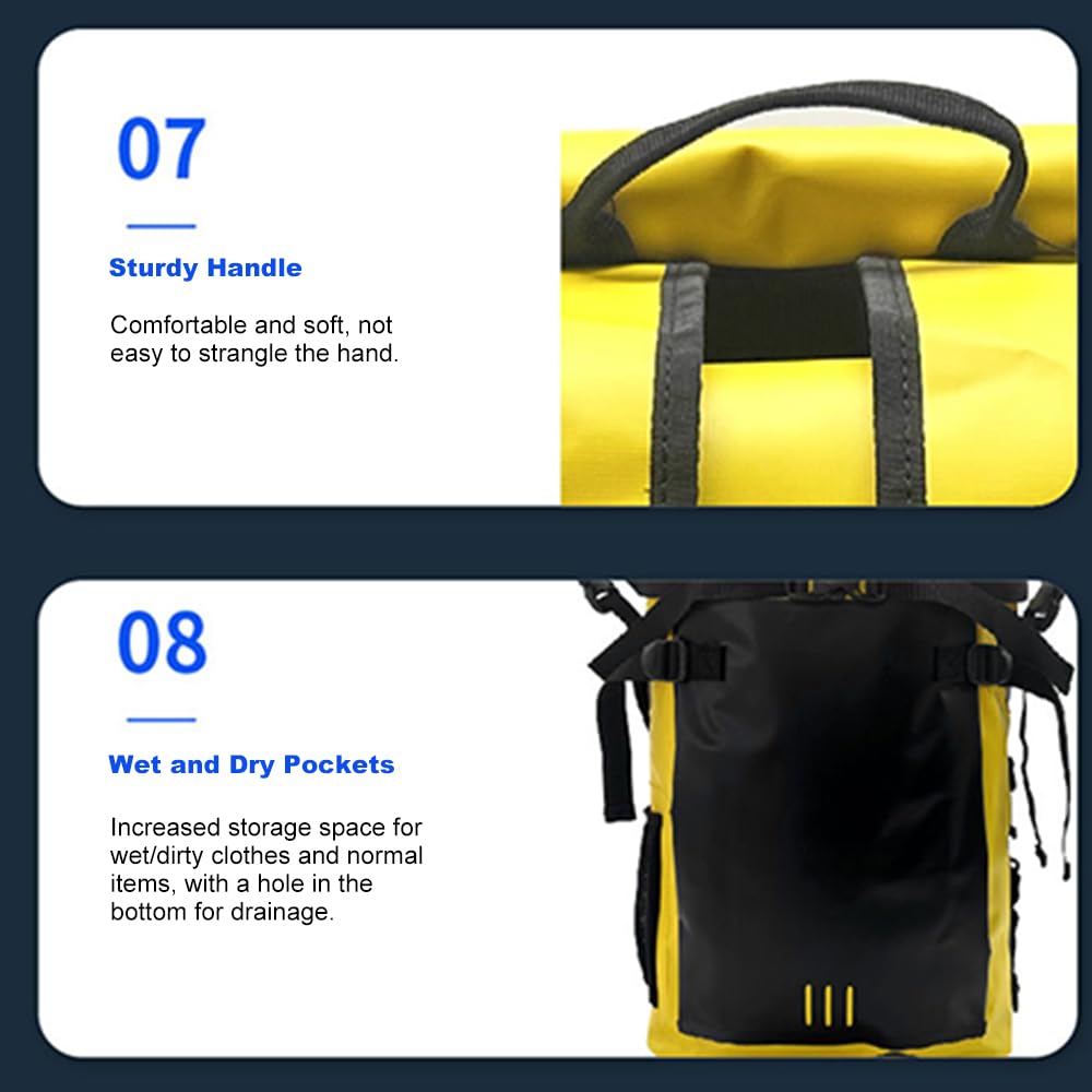 Sac à dos étanche - Sac à dos d'extérieur pour le traçage des rivières - Natation à la dérive - Surf sur la plage - Grande capacité 30 L - Tissu en maille PVC 500D - Niveau d'étanchéité IPX6 -