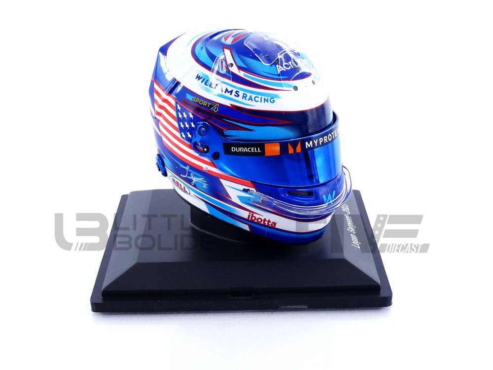 F1 Williams Racing Team – Logan Sargent 2023 – Réplique du mini casque à l'échelle 1/5 – Produit officiel – Casques Bell par Spark Models