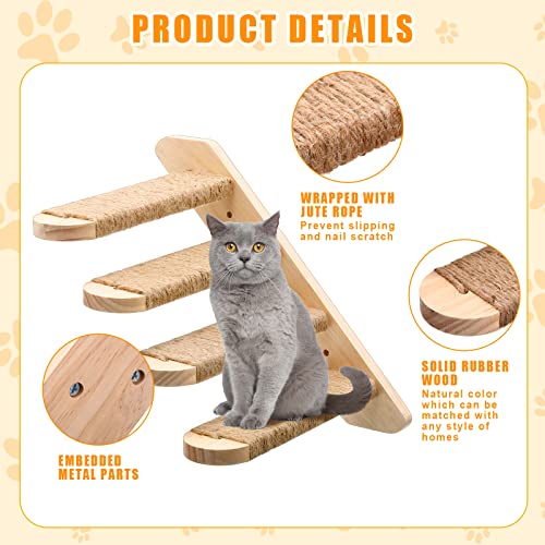 Escalera para gatos de pared de madera, 2 unidades miniatura 3