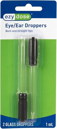 Miniatura 1 de Ezy Dose Gotero de medicina para oídos y ojos, para aceites líquidos y esenciales, capacidad de 1 mL, vidrio, punta recta y doblada, fabricado en