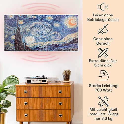 Klarstein Infrarotheizung mit Thermostat, 700W Elektroheizung, Smart Home Bild- Infrarotheizung zur Wandmontage, IR mit IoT/ WiFi App- Control, Feuchtraum Flach- Heizkörper, CO2- Freie Wand Heizung-2