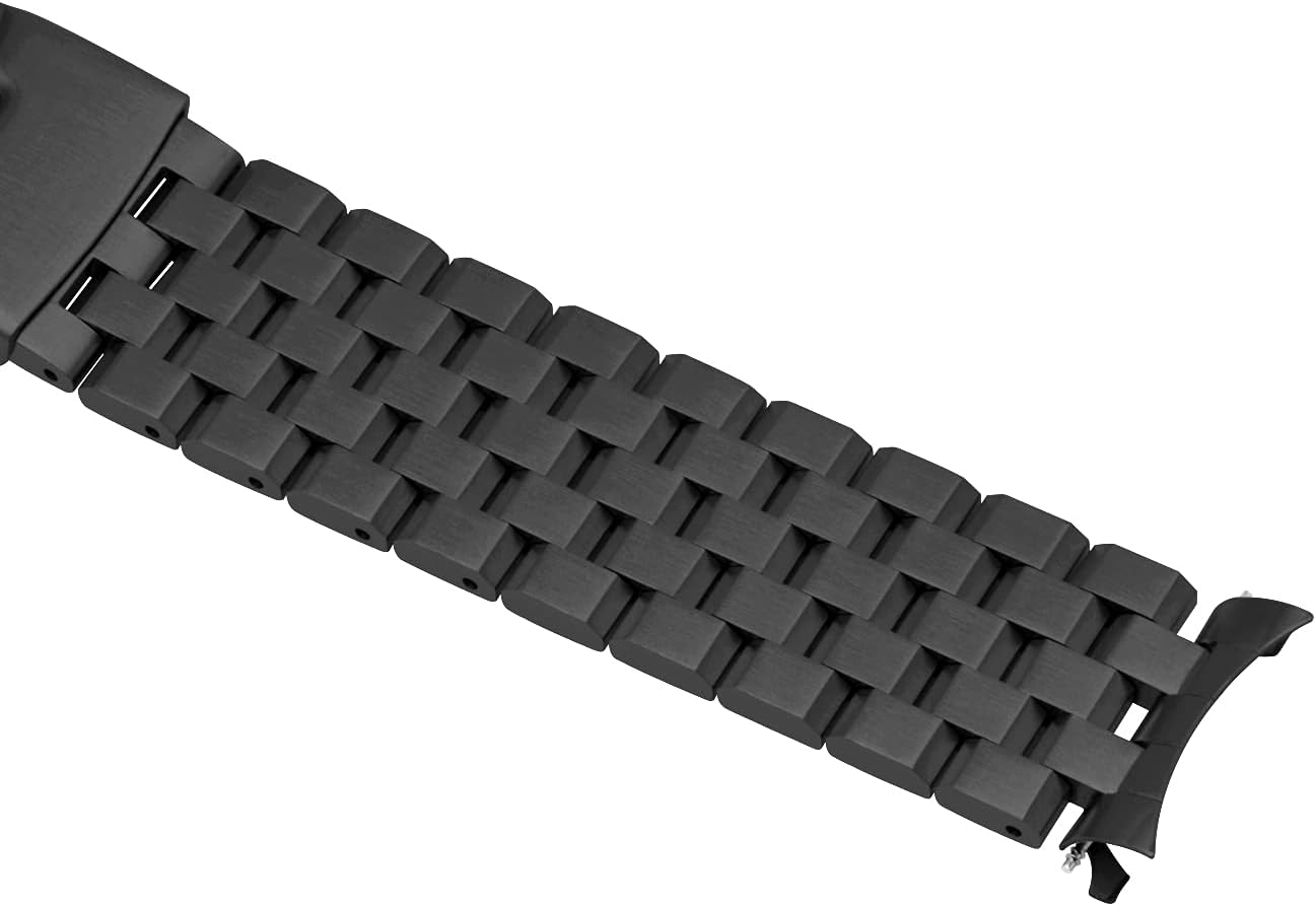 20mm 22mm Stainless Steel Watch Band Metal Watch Bands for Women Men Brushed Polished with Curved Ends Strap Replacement with Double FlipLock Buckle Adjustable Black Silver