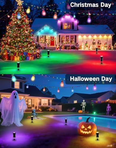 GOOGO Garden Lights Mains Powered, 4-in-1 RGBCW LED Landscape Spotlights with App and Remote Control, Adjustable Color Temperature, IP65 Waterproof Outdoor Spot Light for Lawns, Driveways - Image 6