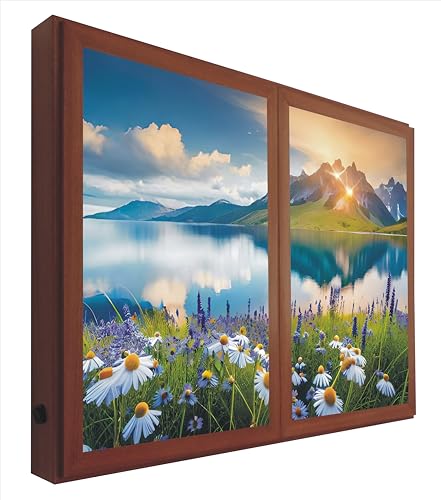 Ventanas Falsas Cuadro Decorativos Iluminado Campo de Margaritas y Lavanda