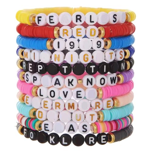 AQEPTOW 11 Pcs Music Album Matching Friendship Bracelets for Best Friend,Beaded Colorful Preppy Friend Bracelets Set for Women,Cute Stretch Bracelets Tour Jewelry Concert Merch Gifts for Women Fans