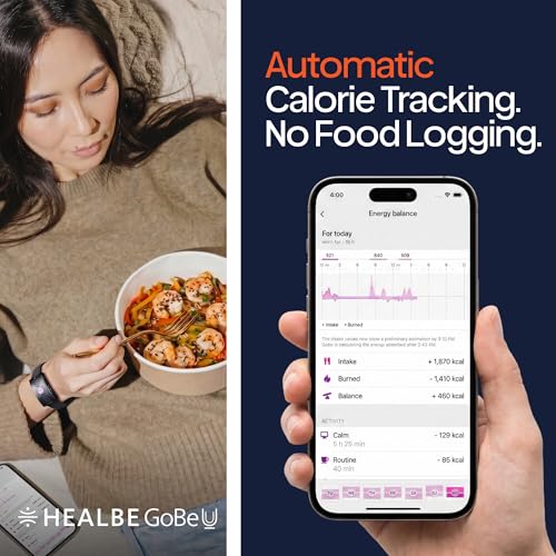 Image of HEALBE Calorie Tracker, Automatic Calorie Intake Smart Band with App, Screen-Free Activity Tracker, Health Tracker, Sleep, Hydration, Stress, 24 /7 Heart Rate, 5 ATM Waterproof