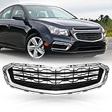 Chrome Front Bumper Center Grille Fit for Cruze 2015 Fit for Cruze Limited 2016,ABS Black w/Chrome Grille Assembly Replace ，Not Compatible LTZ Models