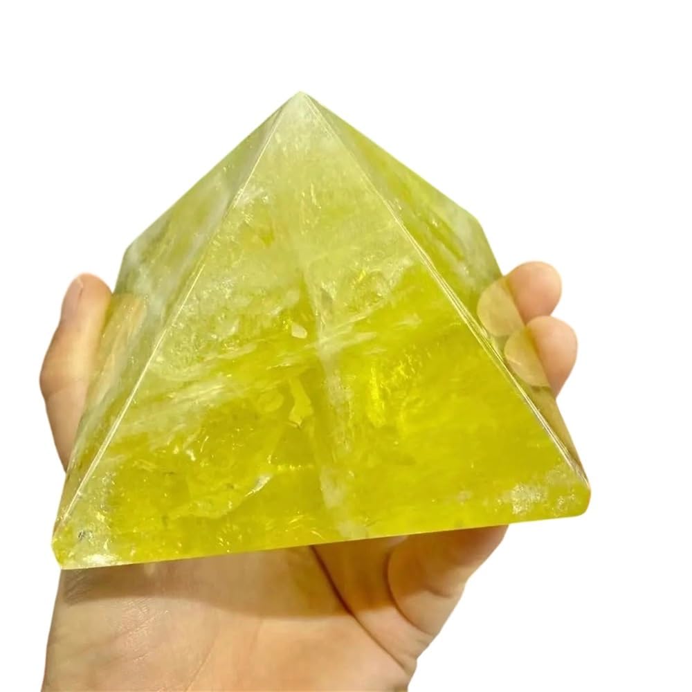 HAOYUNS Beautiful Natural Yellow Quartz Pyramid Crystal Point Tower for Meditation and Home Decor - 7-8cm Chakra Reiki Stone