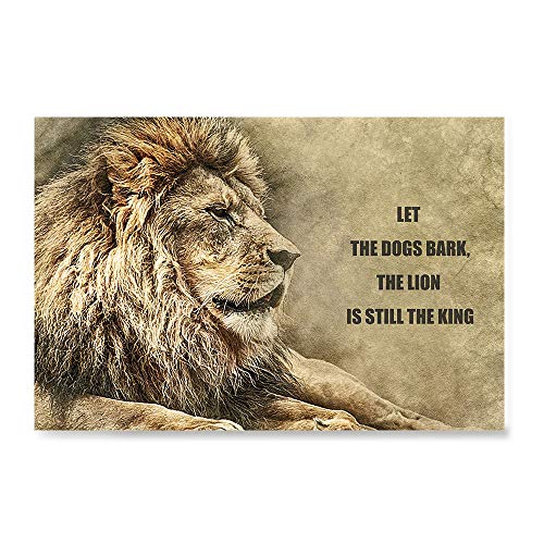 Ezposterprints - Most Popular Lion Theme Quote Posters - Power Strength Brave Beast Motivational Quotes Poster Printing - Wall Art Print for Home Office - Let-Dogs-Bark - 24X16 Inches
