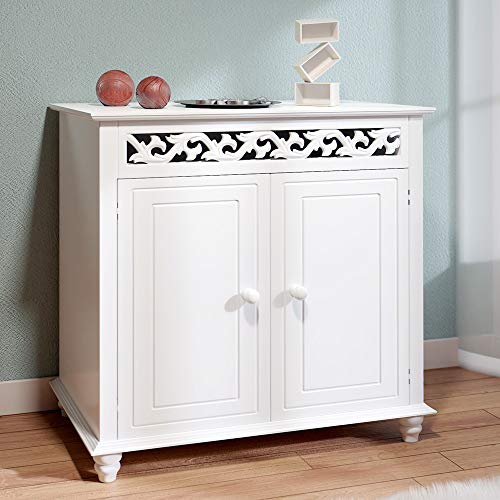 Casaria® Cómoda Aparador Blanco, Armario Madera, Muebles Salón Dormitorio, Aparadores Entrada Comedor, Blanca 76x65x35cm Puertas Estante Mueble Almacenaje - imagen 7