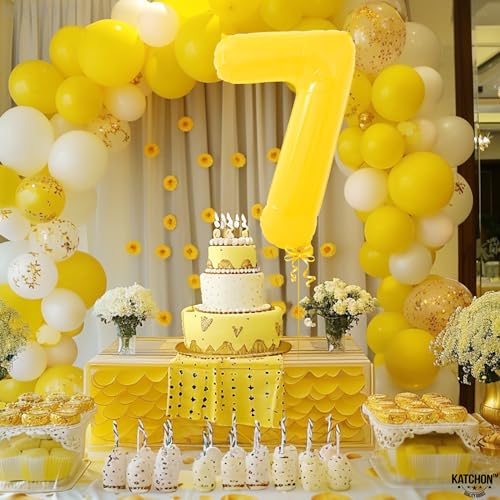 Image of KatchOn, Giant Yellow Number 7 Balloon - 40 Inch | 7th Birthday Balloon