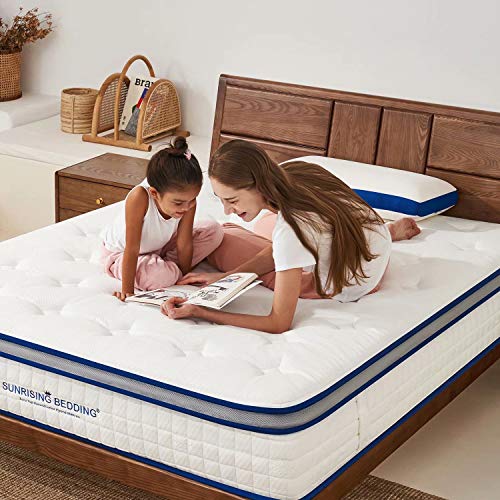 Sunrising Bedding 11" Natural Latex Hybrid Mattress Queen, Euro Top, Individually Pocketed Coils, Medium Soft, Organic Mattress, 120-Night Risk-Free Trial, 20-Year Warranty #TOP2