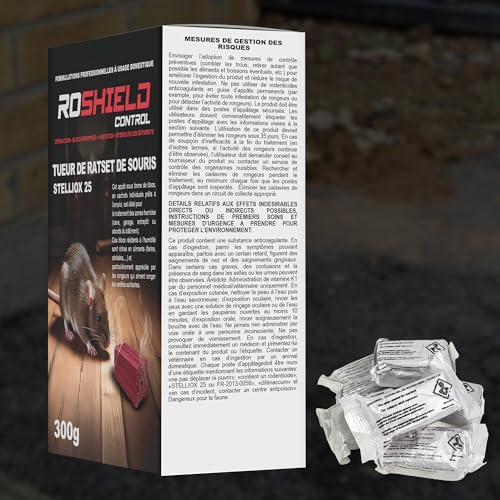 Roshield Stelliox 12 Blocs de Poison Appât Tueur de Rats et de Souris à Action Rapide - Intérieur, Extérieur pour Station d'Appât pour Rongeurs Packs de Recharge (300g) – vue 7