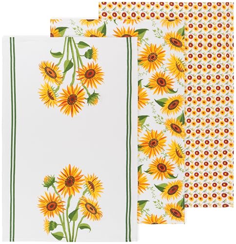 Image of Now Designs by Danica Kitchen Floursack Towels - Sunflower Splendor 3 Count, 100% Cotton