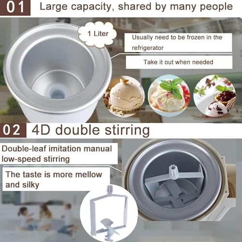 SXYKXYDL Mini-Eismaschine, Softeismaschine für Gefrorene Früchte, automatische Joghurt-Sorbet-Maschine für den Heimgebrauch, tragbarer Eismixer für Bar, Café, Party – Bild 5