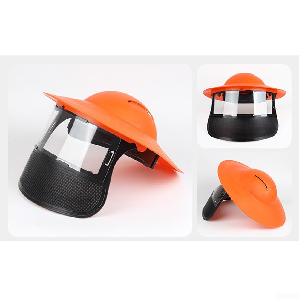 Visiera di sicurezza in rete anti-appannamento per falciatura del prato per lavori con motosega, fascia regolabile, materiale PP PVC, diametro 35 cm (C)