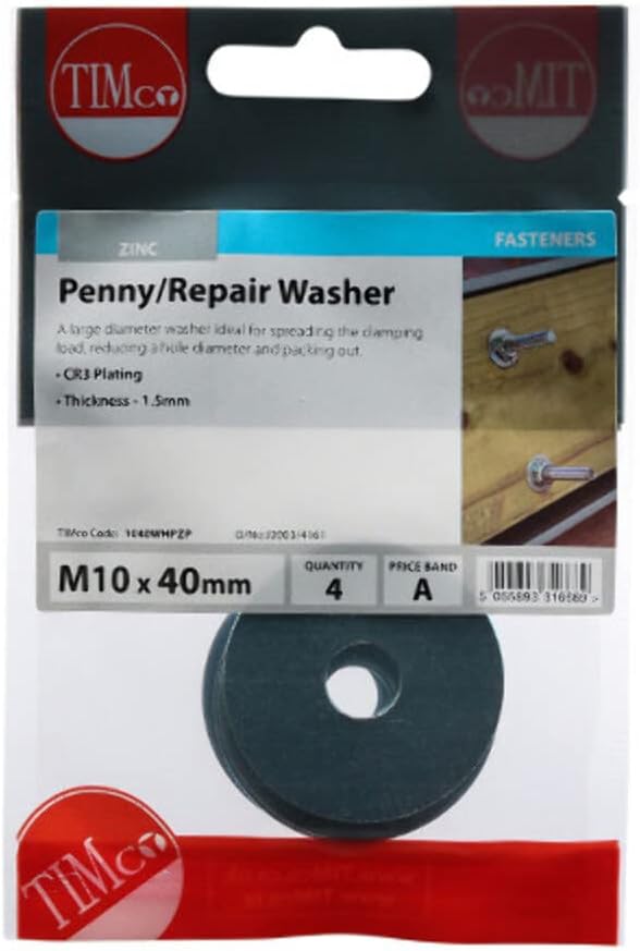 TIMCO Penny/Repair Washers DIN9054 Silver - M10 x 40
