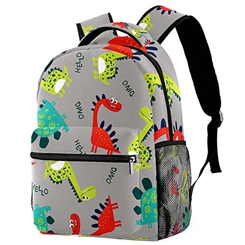 Sac à dos de voyage enfant dinosaure rouge vert avec filet gourde
