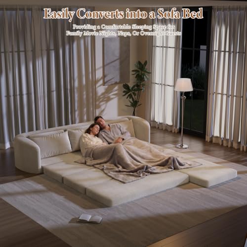 Image of Vesgantti 6 in 1 Convertible Folding Sleeper Sofa Bed, No Assembly, Beige
