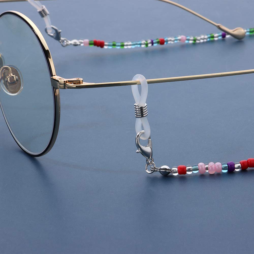 SEVENSTONE 4PCS Colorful Beaded Glasses Chain Face Mask Strap Eyeglass Eyewear Retainer Lanyard Necklace Holder Around Neck