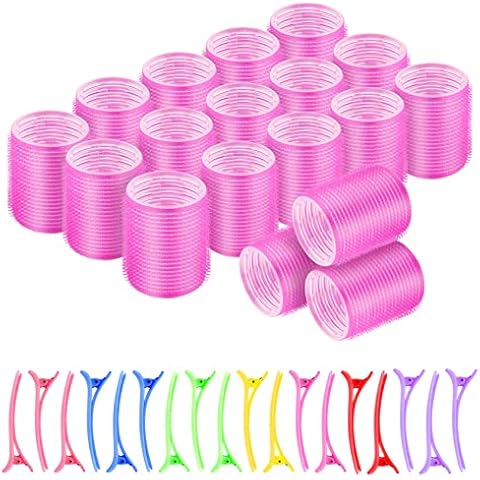 36 Stücke Lockenwickler Set, Haftwickler, Yosemy 18 Stücke Jumbo Groß Lockenwickler Selbsthaftend Hair Rollers 48 mm mit 18 Stücke Entenschnabel Schneiden Clips für lange mittlere kurze Salon Cover