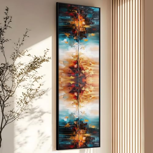 Image of PAINTINGMANTRA Multicolor Combination Abstract Wall Art Paintings, Modern Abstract Art Wall Painting for Living Room, Home and Office Wall Decoration (13x47 Inch)