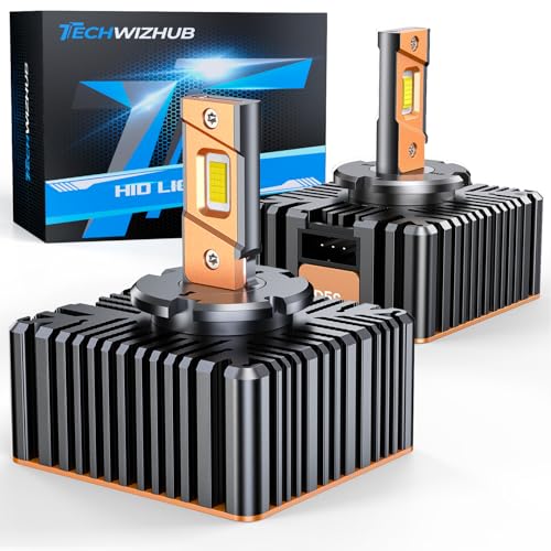 TechWizHub D5S Bulbs Upgraded 800% Super Bright 30000LM 6000K Cool White 1:1 HID Xenon Bulb Size 99% Vehicle Compatibility Built-in Fan and Condensate Copper Tubes Plug and Play Pack of 2