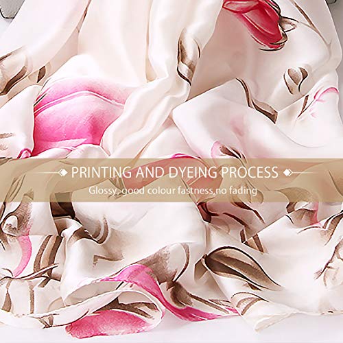 Silk Scarf Women Flower Printed Fashion Elegant Style Long Soft Shawl Wrap Warm Scarf Sunscreen Shawl All Season3