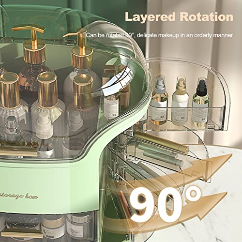 Ergocar Portable Light Luxury Series Multi-Function Make Up Case Dustproof Cosmetic Storage, Skin Care Products Jewelry Organizer Lipstick Box - White - Image 5