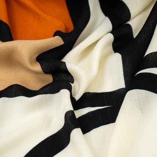 Women's Breathable Scarf, Velvet-like texture & Bio-Fabric Technology, 3D layered printing,Classic Geometry, 70x70cm All-Season Accessory for Office/Date/Home3