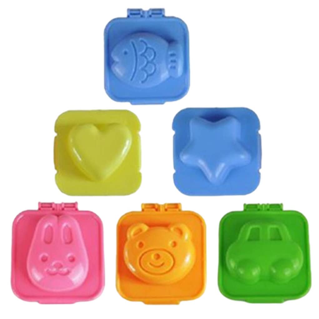 Dorccsi Boiled Egg Mould 3D Cartoon Sushi Rice Moulds 6Pcs Plastic Egg Shaper DIY Tools Bento Accessories, Random Color Boiled Egg Mould Kids Lunch Accessories Egg Shaper