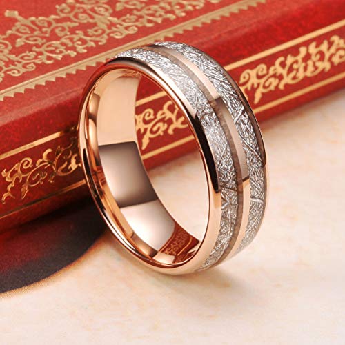 Image of THREE KEYS JEWELRY Tungsten Wedding Band Meteorite Inlay for Men Women