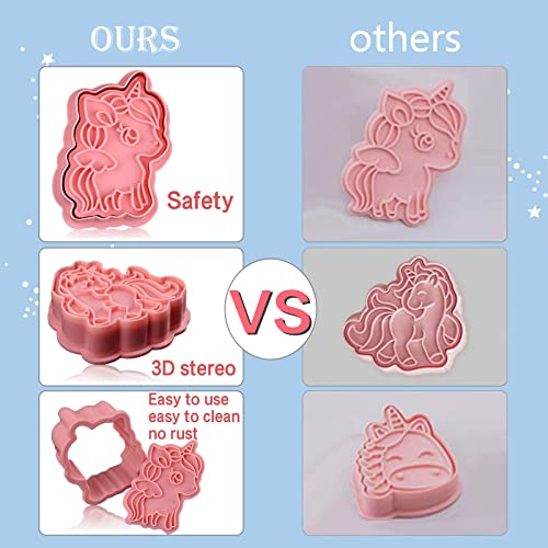 Unicorn Cookie Cutters With Plunger Stamps Set,8 Piece Unicorn Shape Embossing Cookie Stamp With Unicorn Head For Biscuit Fondant Cheese Baking #TOP5