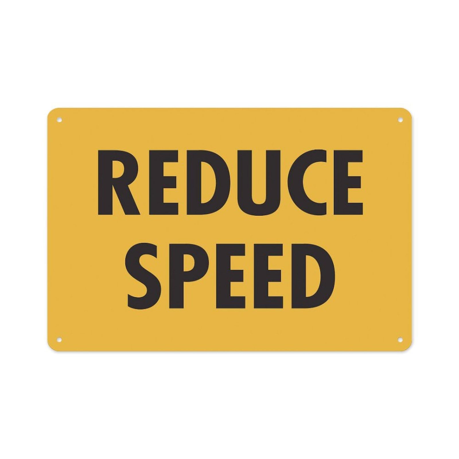 Peiyeety A10 Reduce Speed Yellow Sign Aluminum Tin Warning Signs For Home Outdoor Garden 12X16 Inches