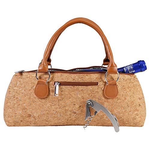 Primeware Wine Clutch Bag (Thermal Insulated) Trendy Women's Carry Tote | Holds Red & White 750mL Bottles | Trendy Fashion | Incl. Portable Waiter-Style Corkscrew