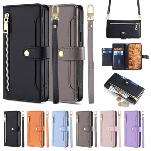 Étui portefeuille Google Pixel 8 violet avec fermeture éclair