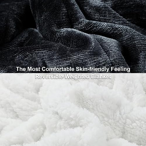 Image of Alomidds Weighted Blanket for Adult 12 lbs, 48 inch x 72 inch, Dark Grey | Double Sided Flannel Sherpa Bedding, Soft Microfiber Comfort Throw for Adult Indoor Sofa, Bedroom & Daily Relax Time