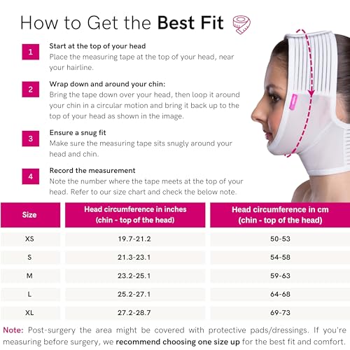 lipoelastic- fm extra- post surgical chin and neck lifting compression mask for women and men with velcro fastener