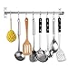 Barra appendimestoli da parete della cucina, in acciaio INOX, per mestoli/padelle/casseruole, lunghezza: 40 cm, con 6 ganci