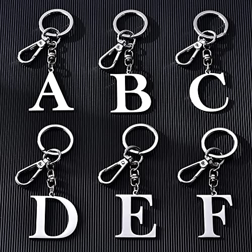 Hongeely Initial Letter Key Chain Silver For Men Women Bright 304 Stainless Steel Alphabet Keychain Ring For Girls Boys (Silver Letter A) #TOP1