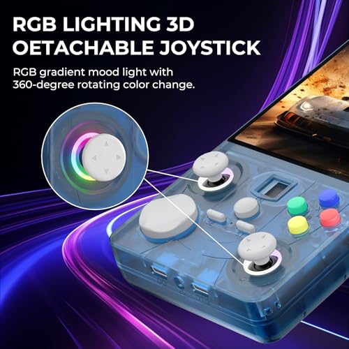 Image of DC40V Upgraded Handheld Game Console, 4.0 Inch Large Screen Retro Gaming Console, 64GB Preloaded 18000+ Games, Open Source Linux Handheld Emulator Supporting 30+ Emulators, 4000mah Battery (64G Blue)