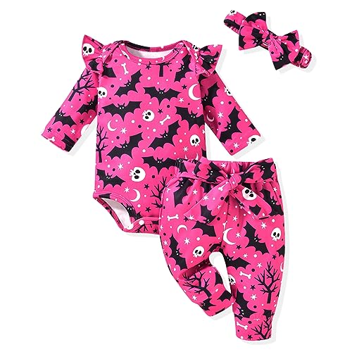 Image of Aalizzwell 0-3 Months Newborn Infant Baby Girls Halloween Clothes Bat First Halloween Outfit Purple