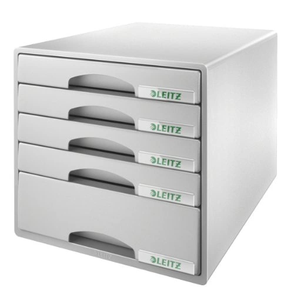 Leitz 52110085 5 A4 Drawer Cabinet, Organiser, Plus Range, Grey