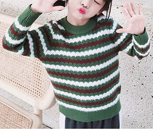 ASHER FASHION Baby Girls Winter Clothes Long Sleeve Knit Pullover Sweater Striped Pattern Sweatshirt Crewneck Knitwear3