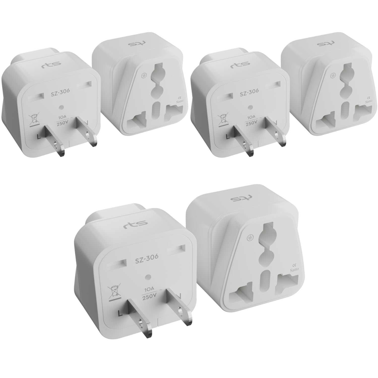 rts 3 Pack Universal Travel adapter India to USA American Converter Plug (Type B) for Canada, US, Japan travel essentials for Laptop, Chargers smartphones Laptops Camera Chargers iPhone tablets & More